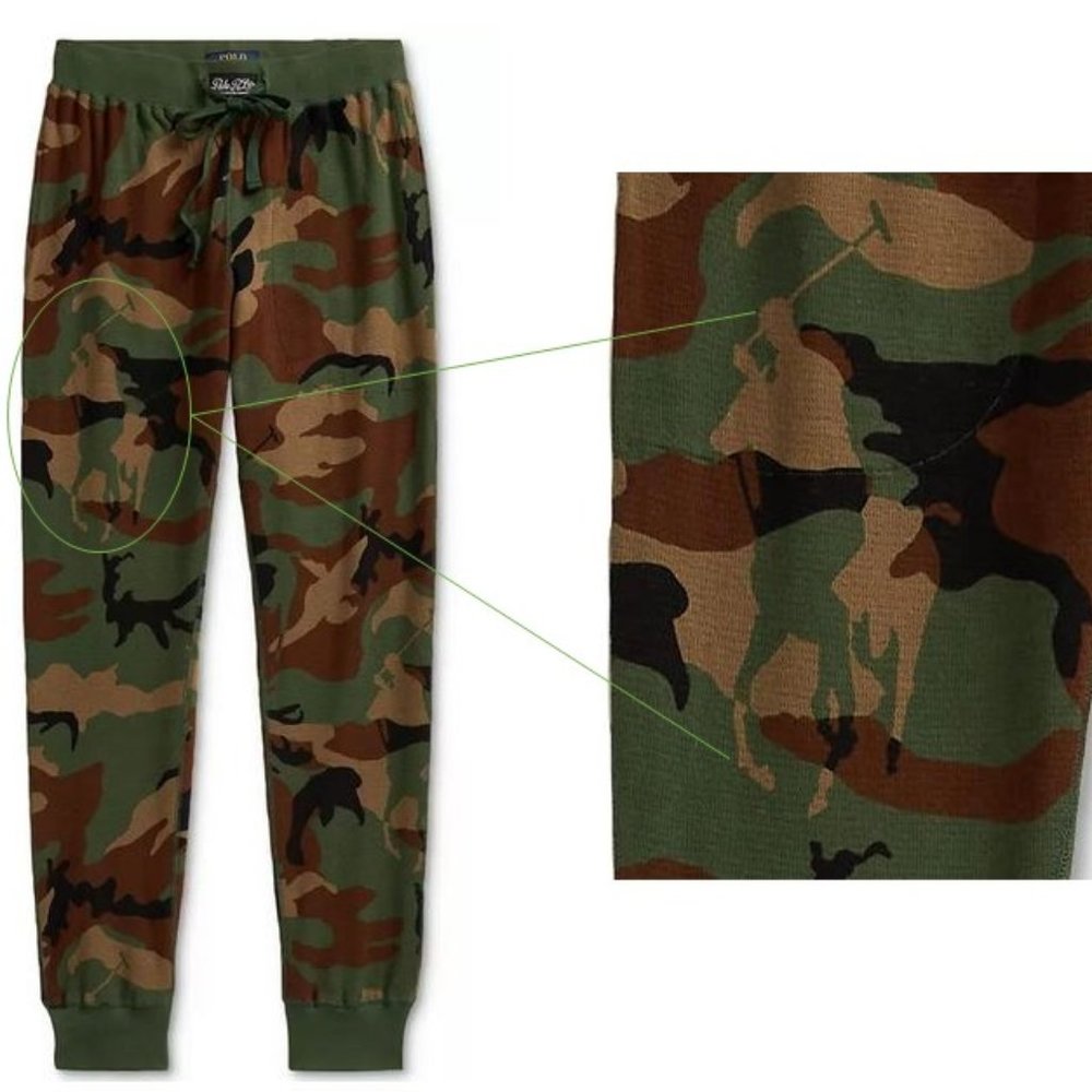 Polo RALPH LAUREN Men's Jogger Pants Waffle Knit Camo Polo Pony Player XL